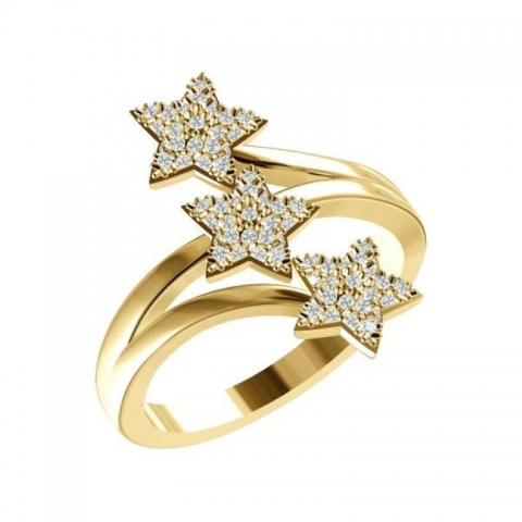 DIAMOND YELLOW GOLD STARS RING